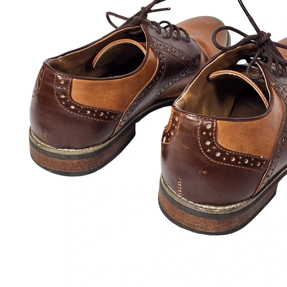 Drexlite Hunter Mens Brown Two Tone Wingtip Brogue Oxford Dress Shoes Size 10M